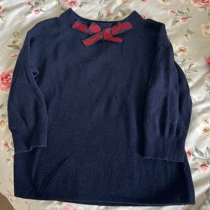 Crewcuts navy bow sweater plaid 10